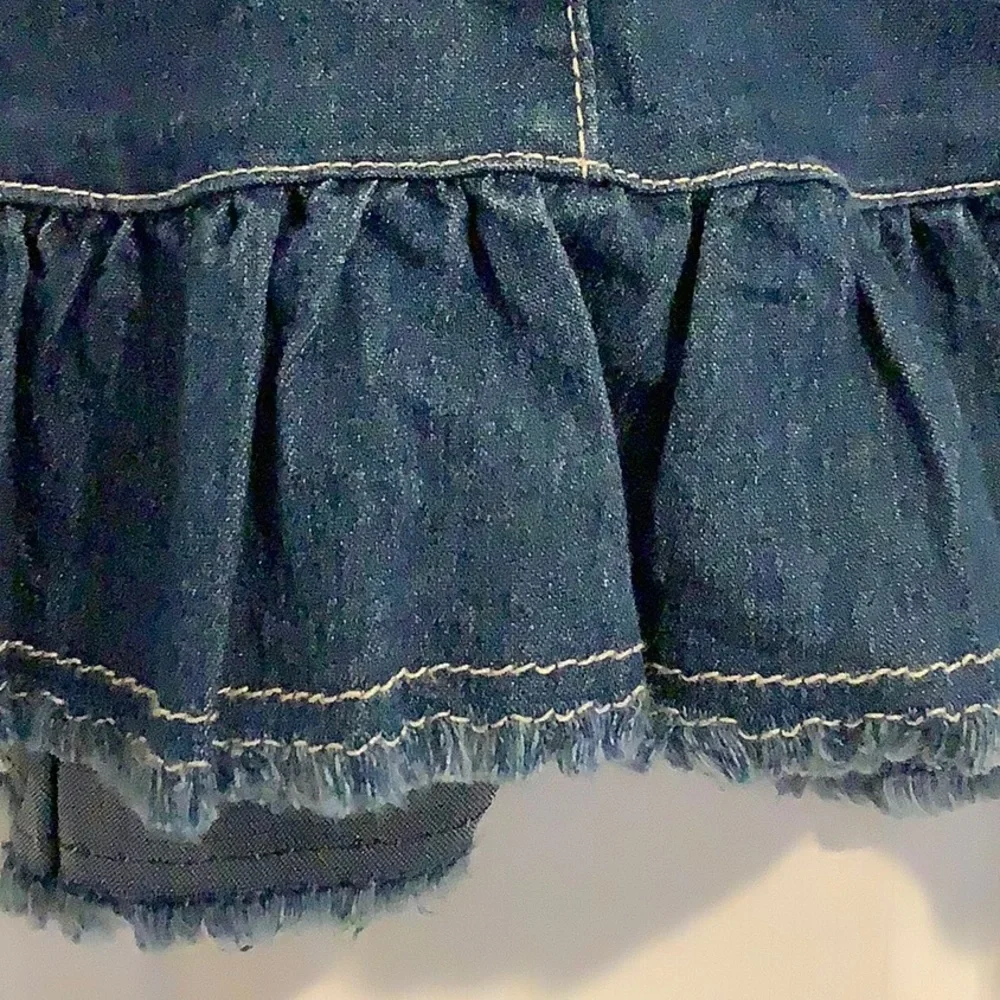 BABY GRAZIELLA Girl’s Made In Italy Ruffle Fringe Heart/Butterfly Denim Skirt 38 - Picture 4 of 8